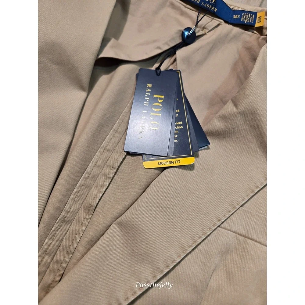Polo Ralph Lauren Mens 38S Chino Blazer Jacket Tan Cotton New Khaki Sport Coat